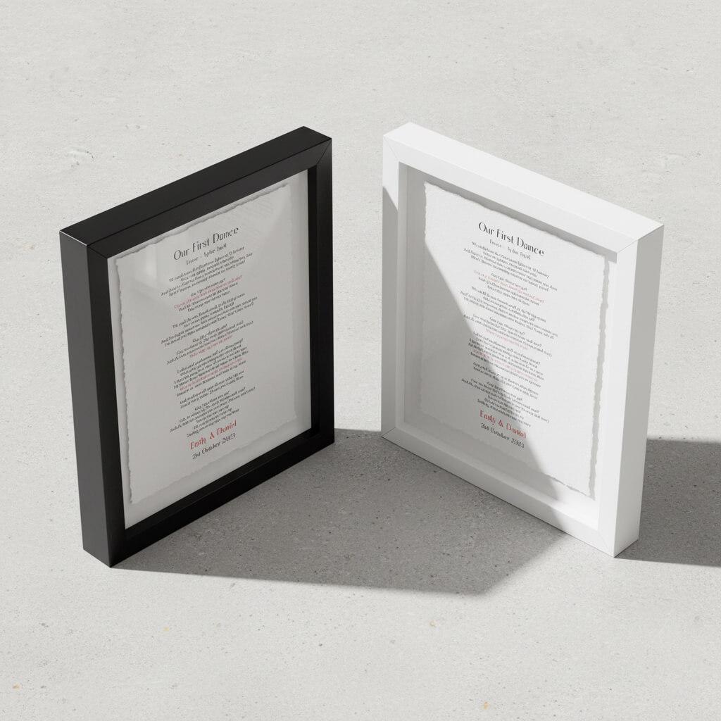 Personalized Wedding Song Lyrics Print Float Mounted Frame