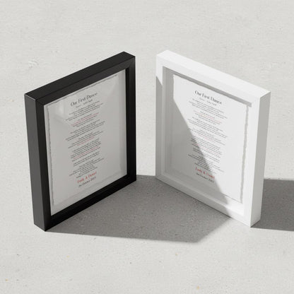 Personalized Wedding Song Lyrics Print Float Mounted Frame