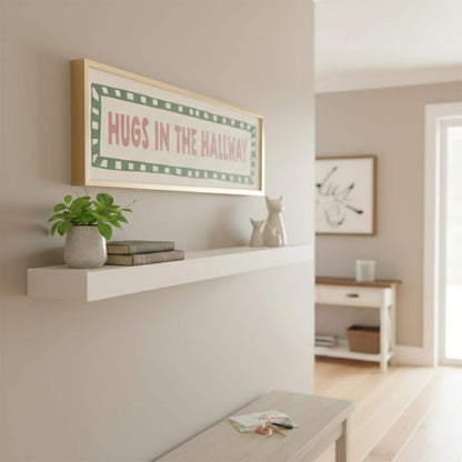 Hugs in The Hallway Panoramic Print | Funny Hallway Wall Art