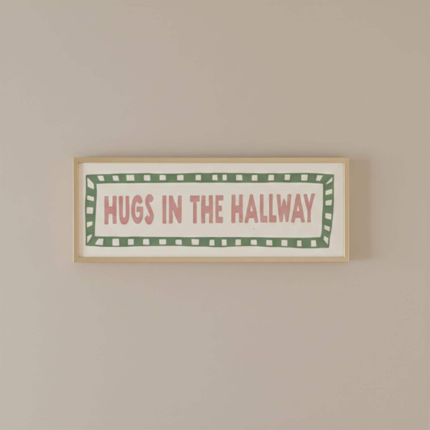 Hugs in The Hallway Panoramic Print | Funny Hallway Wall Art