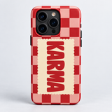 Karma Original Protective Case, matte, rear view on iPhone 15 Pro. Digital product preview.