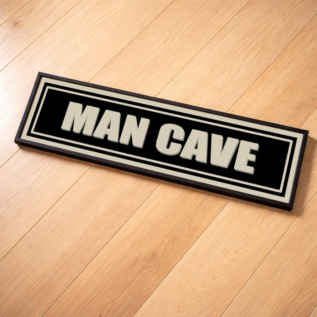 Man Cave panoramic print, framed
