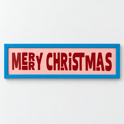 Merry Christmas Panoramic Print — frame blue