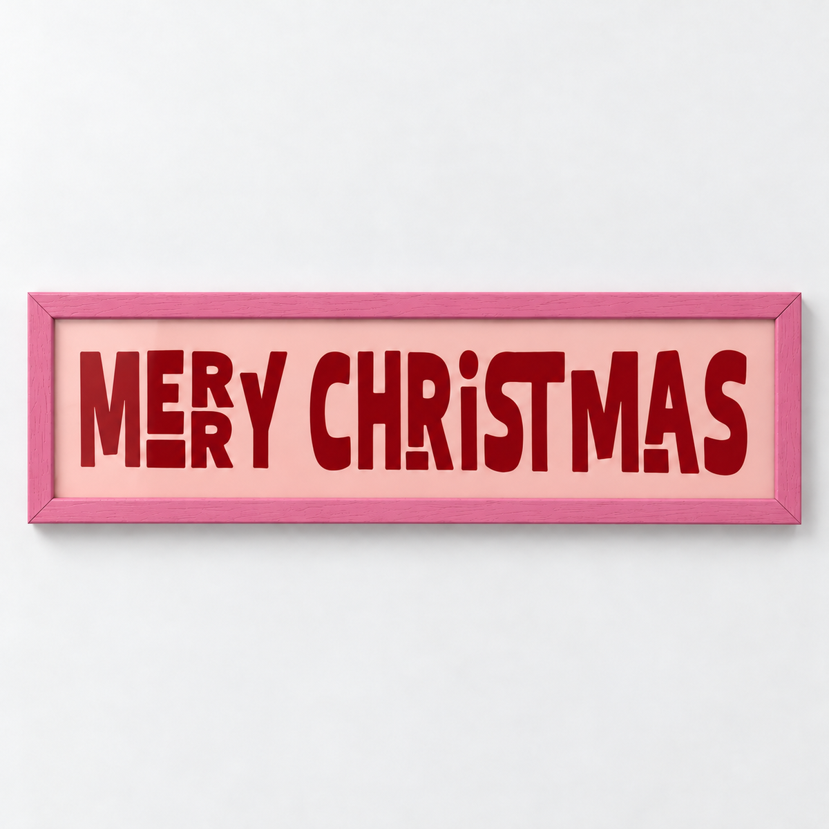 Merry Christmas Panoramic Print — frame pink