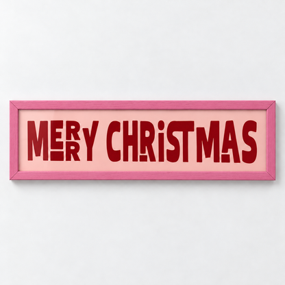 Merry Christmas Panoramic Print — frame pink