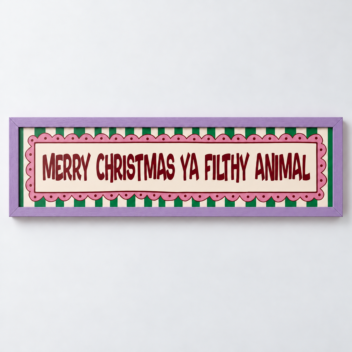 Merry Christmas Ya Filthy Animal Panoramic Print — frame purple