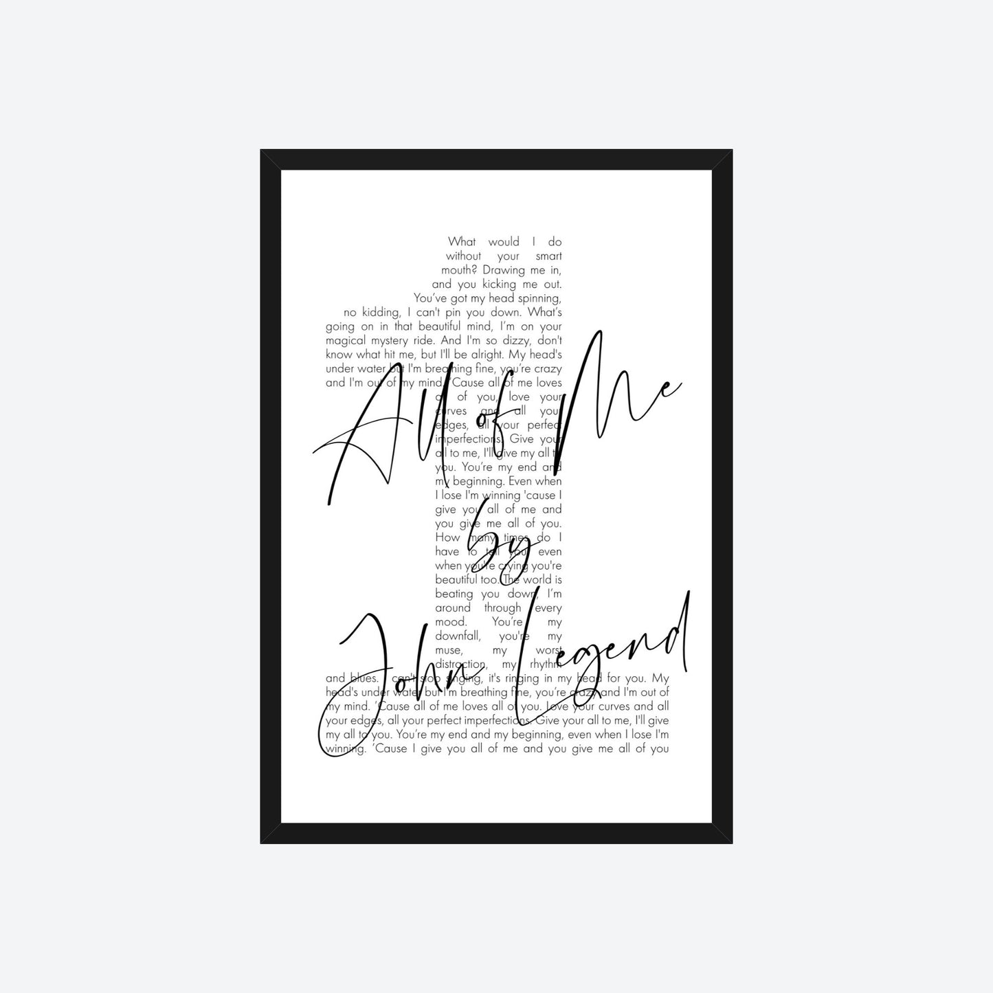 Personalized Song Lyrics Number Print