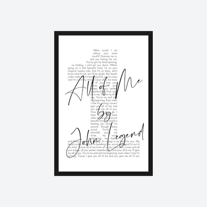 Personalized Song Lyrics Number Print