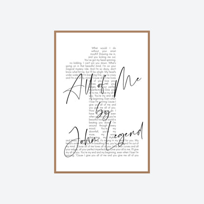Personalized Song Lyrics Number Print