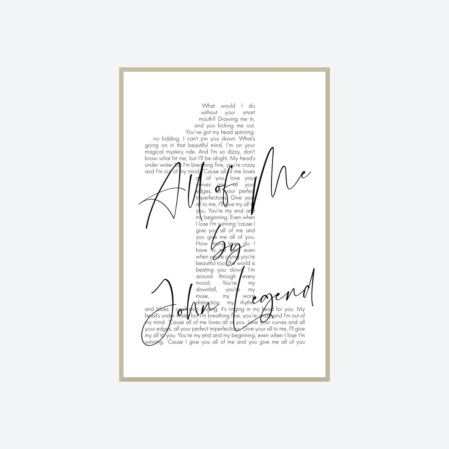 Personalized Song Lyrics Number Print