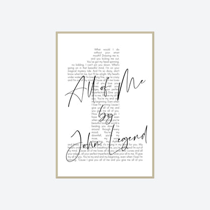 Personalized Song Lyrics Number Print