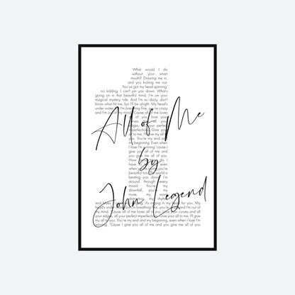 Personalized Song Lyrics Number Print