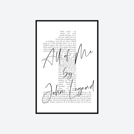 Personalized Song Lyrics Number Print