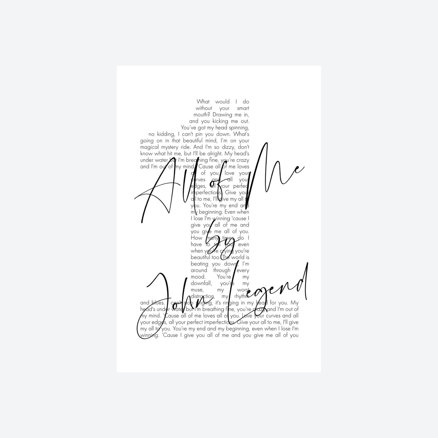 Personalized Song Lyrics Number Print