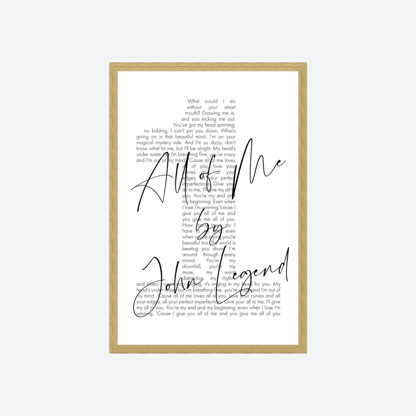 Personalized Song Lyrics Number Print