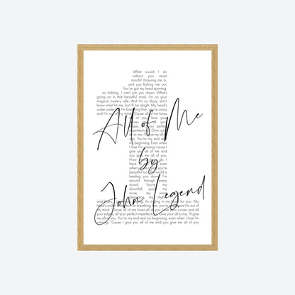 Personalized Song Lyrics Number Print