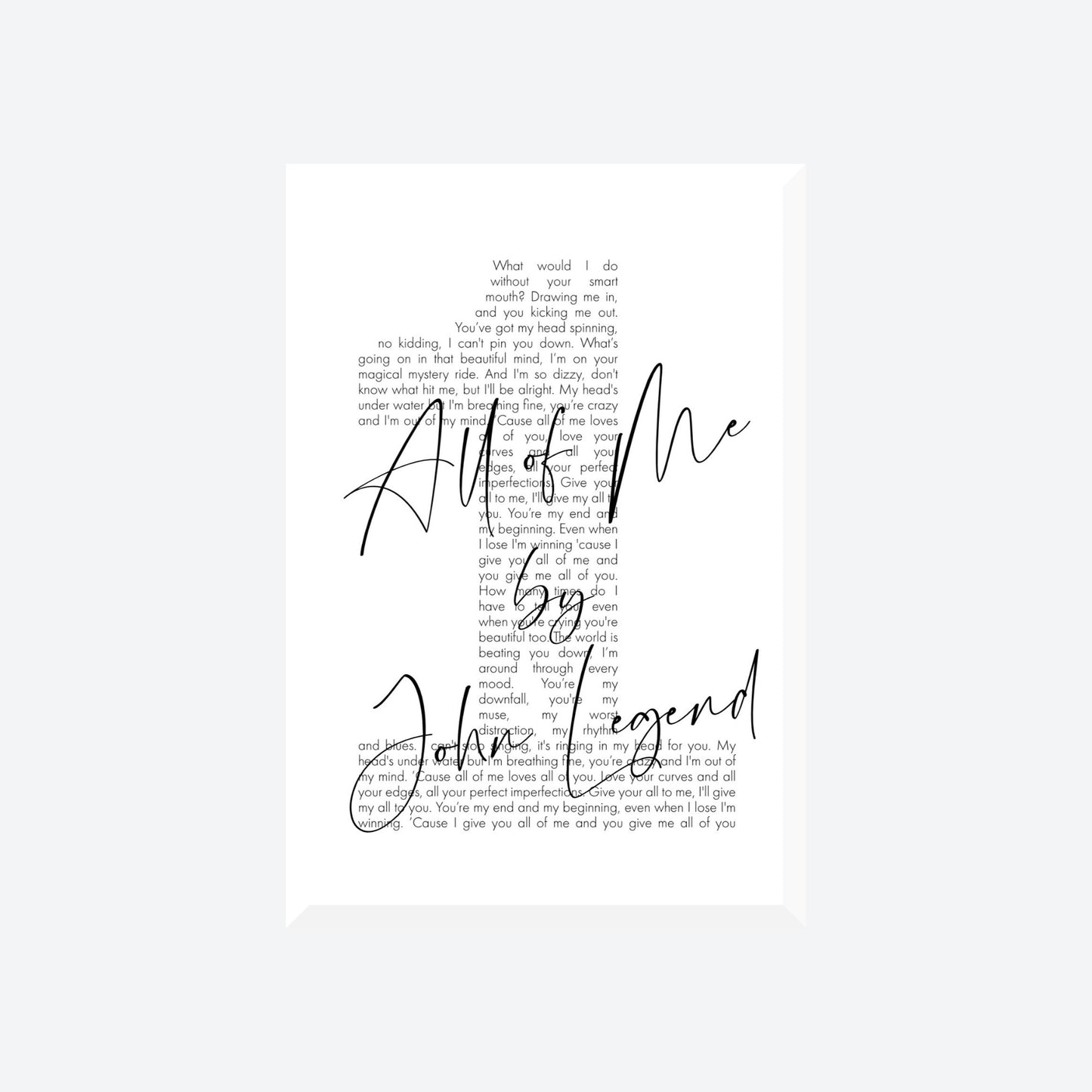 Personalized Song Lyrics Number Print