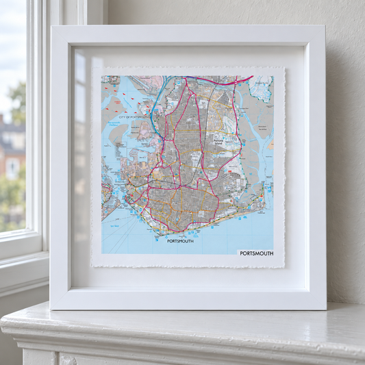 Personalised OS Map Print Float Mounted Frame — close lifestyle view