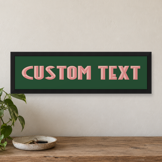 Personalized Art Deco Panoramic Print — close lifestyle view, matt black wood