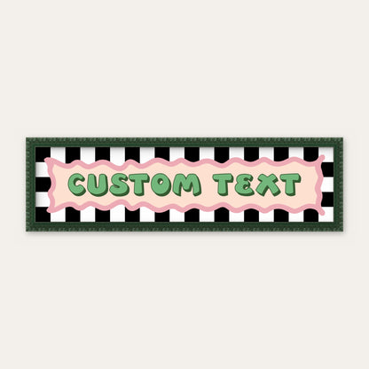 Personalised Checkerboard panoramic print in a forest green bobbin frame