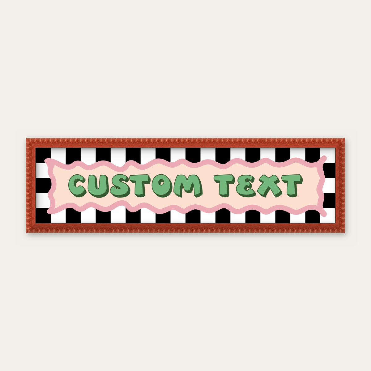 Personalised Checkerboard panoramic print in a red bobbin frame