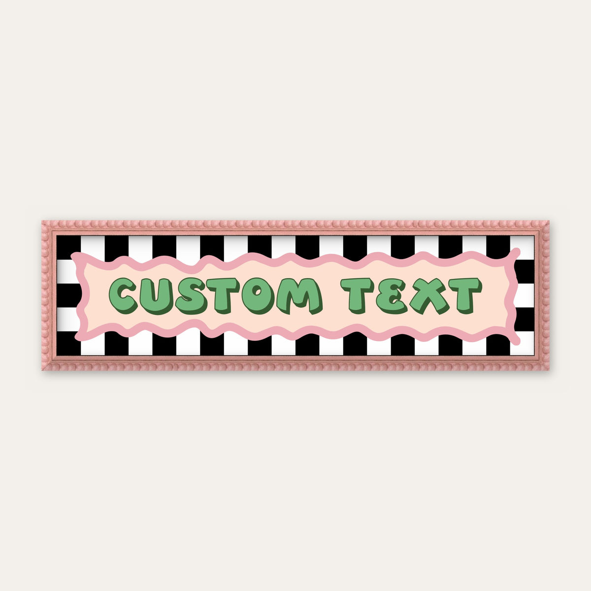 Personalised Checkerboard panoramic print in a pink bobbin frame