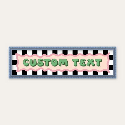 Personalised Checkerboard panoramic print in a blue bobbin frame