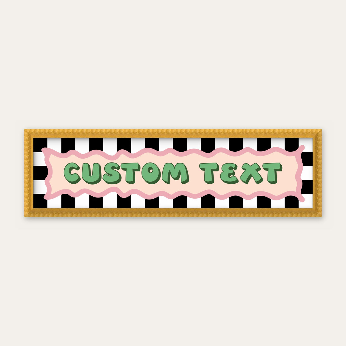 Personalised Checkerboard panoramic print in a yellow bobbin frame