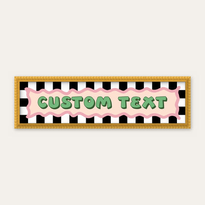Personalised Checkerboard panoramic print in a yellow bobbin frame