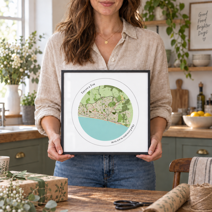 Personalized Circular Map Print — close lifestyle view