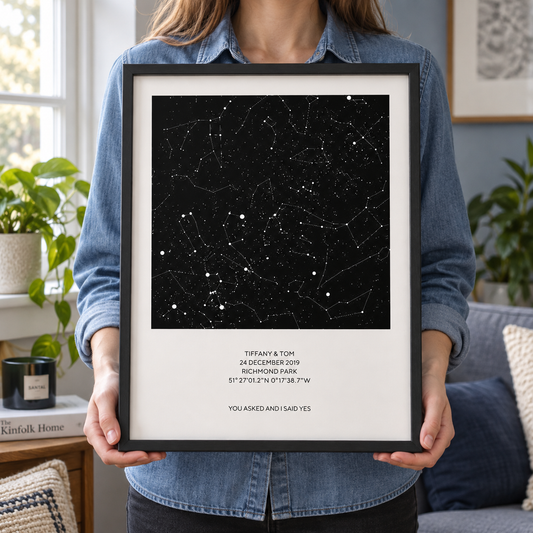 Personalized Night Sky Star Map Print — close lifestyle view