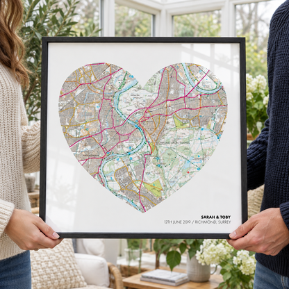Personalized OS Map Heart Print - close lifestyle view