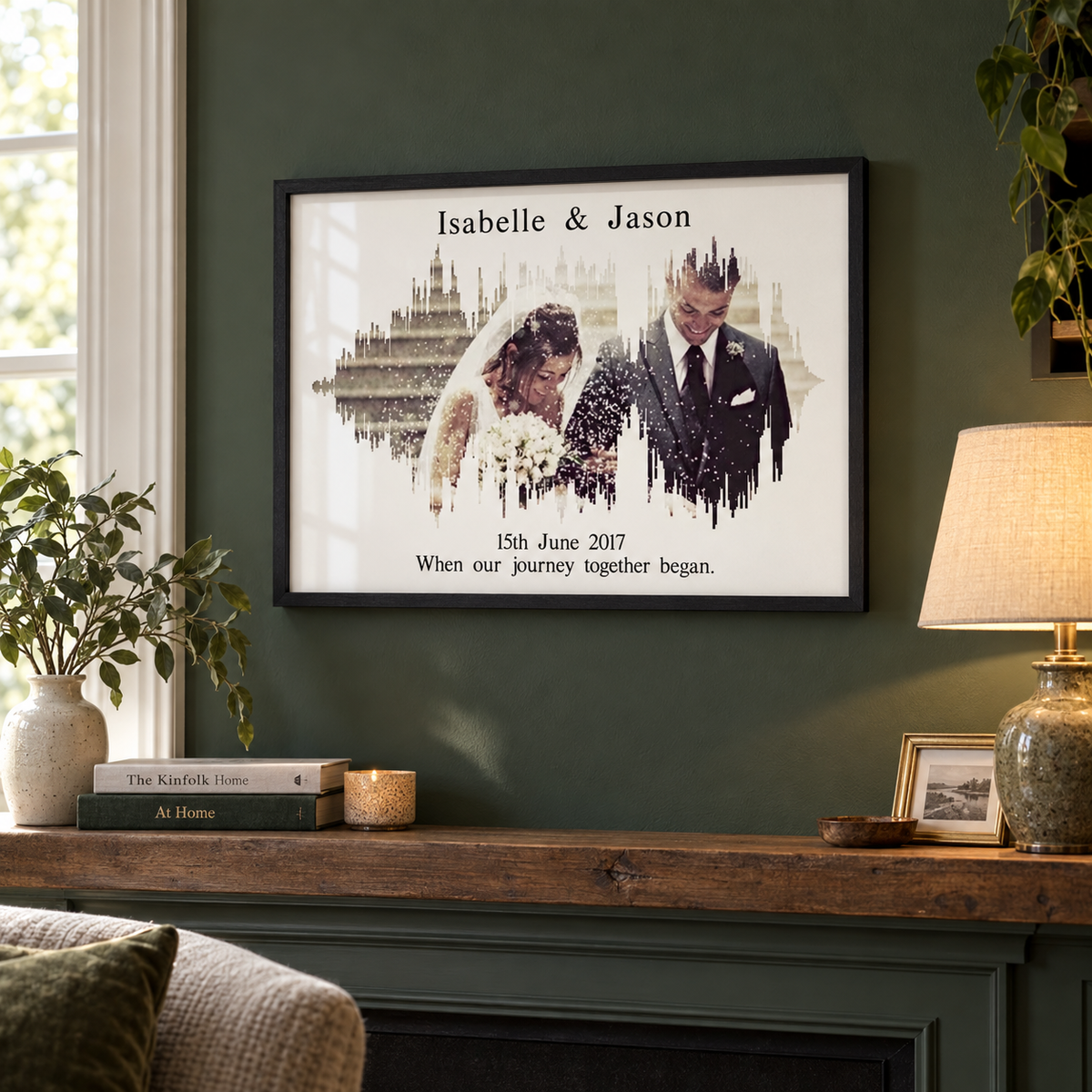 Personalized Photo Sound Wave Wedding Anniversary Print - wider lifestyle view