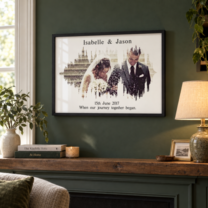 Personalized Photo Sound Wave Wedding Anniversary Print - wider lifestyle view
