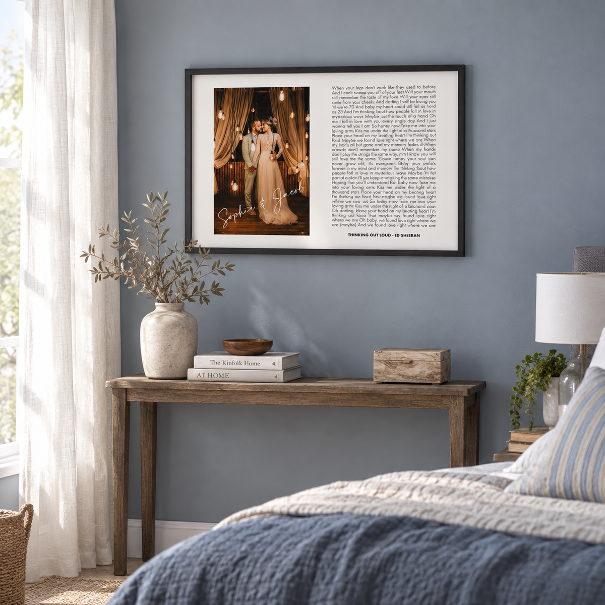 Personalized Song Lyrics And Photo Script Print - wider lifestyle view