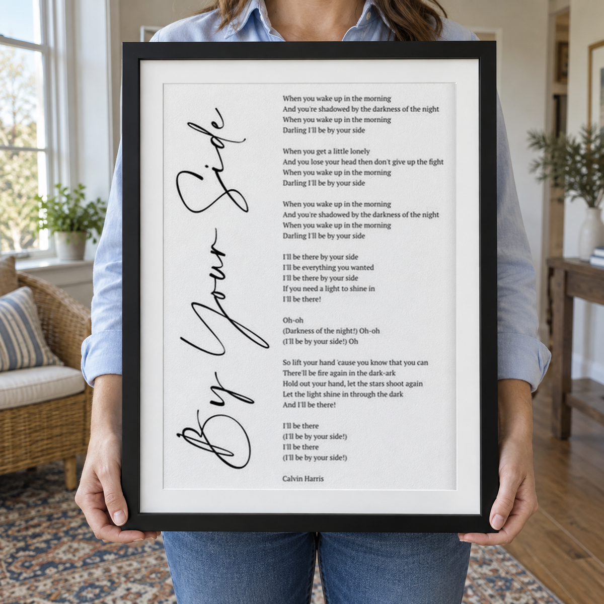 Personalized Song Lyrics Script Print - close lifestyle view
