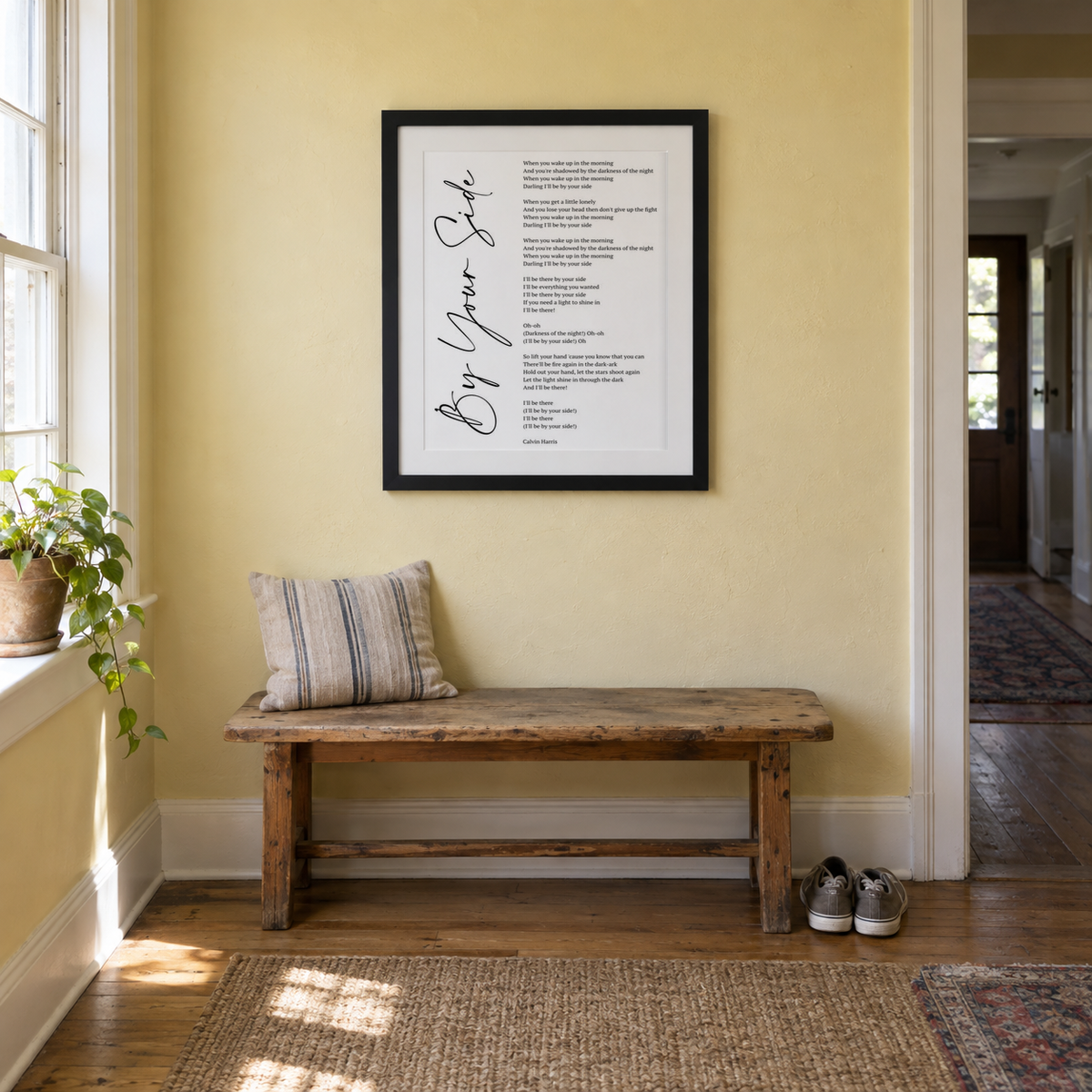 Personalized Song Lyrics Script Print - wider lifestyle view
