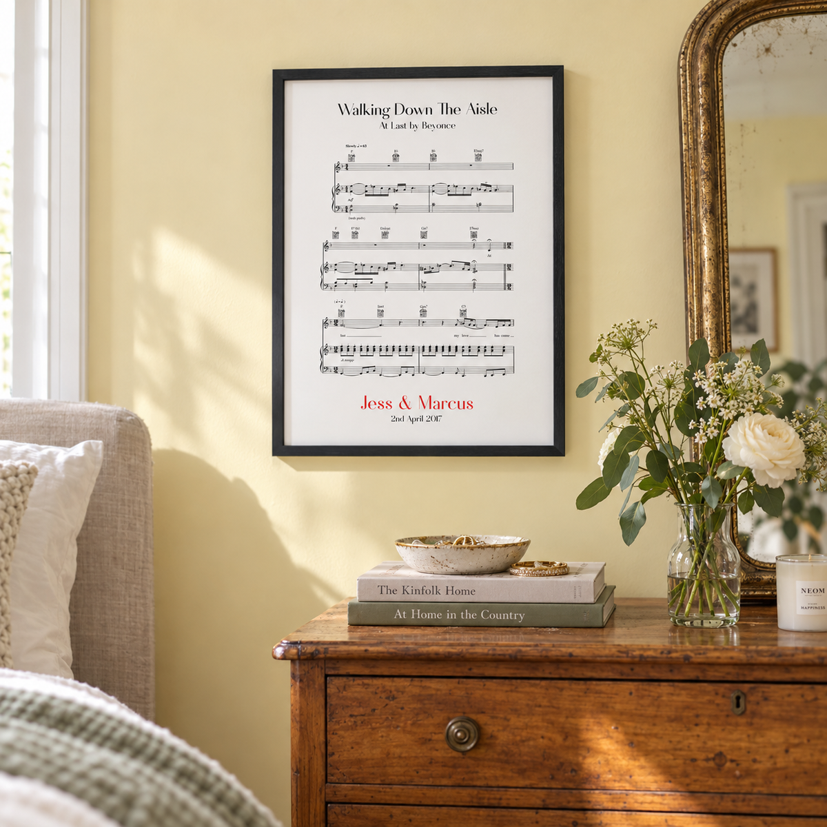 Personalized Walking Down The Aisle Music Sheet Notes Print - wider lifestyle view