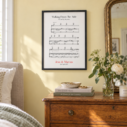 Personalized Walking Down The Aisle Music Sheet Notes Print - wider lifestyle view