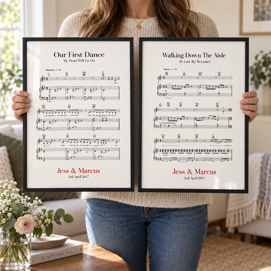 Personalized Wedding Day Sheet Music - Set Of 2 Prints — close lifestyle view