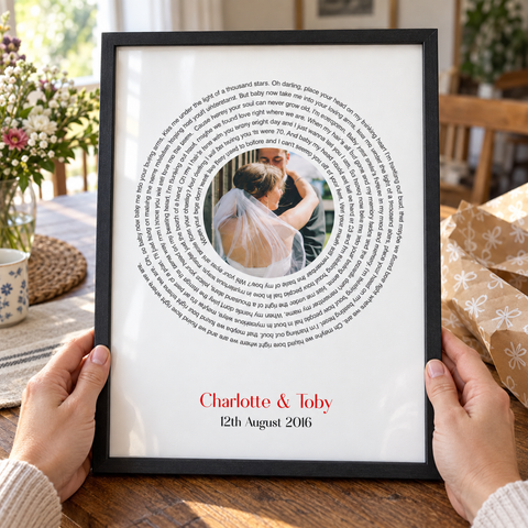 Personalized Wedding Or Couple Photo Song Lyrics First Dance Print — close lifestyle view