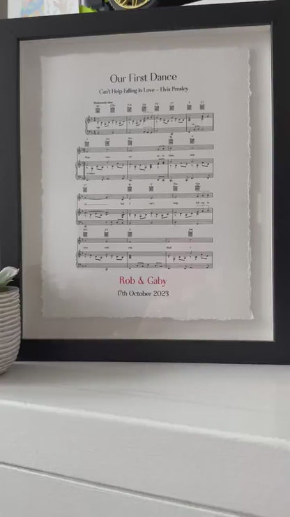 Personalized Sheet Music Print | Custom Float Mount Frame Option
