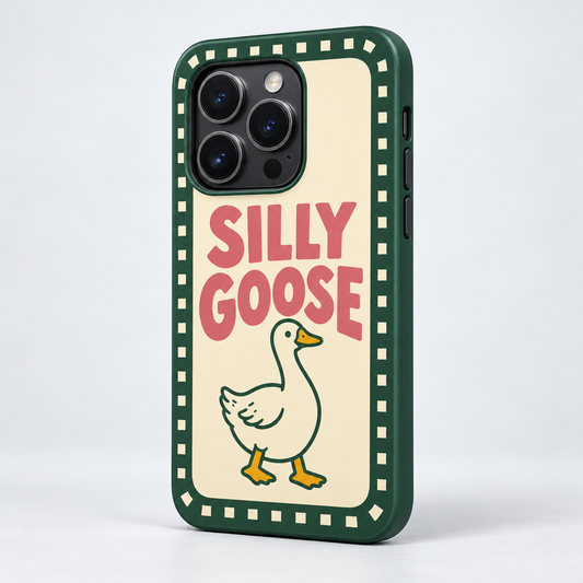 Silly Goose Original Protective Case, matte, on iPhone 15 Pro. Digital product preview.