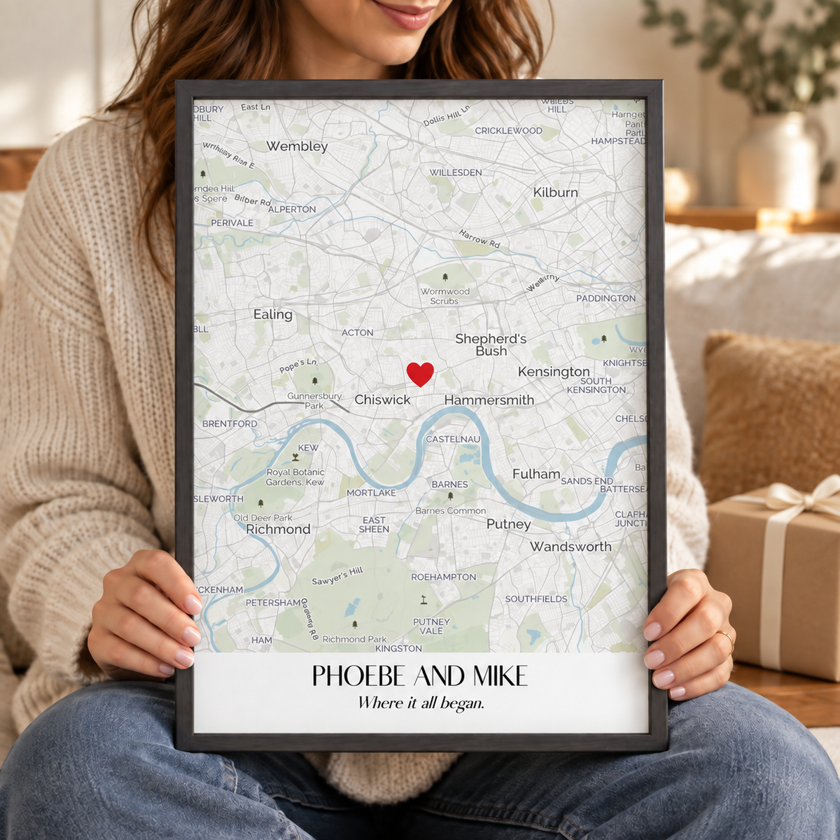 Personalised Special Place Map Print — close lifestyle view