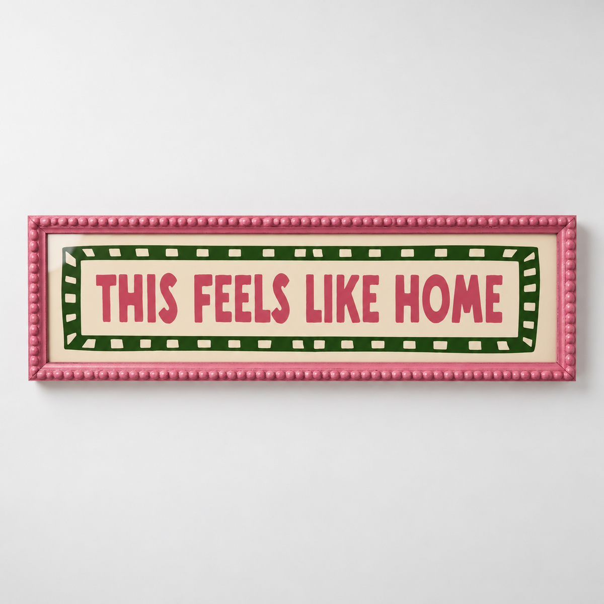 This Feels Like Home Bobbin Panoramic Print — frame pink