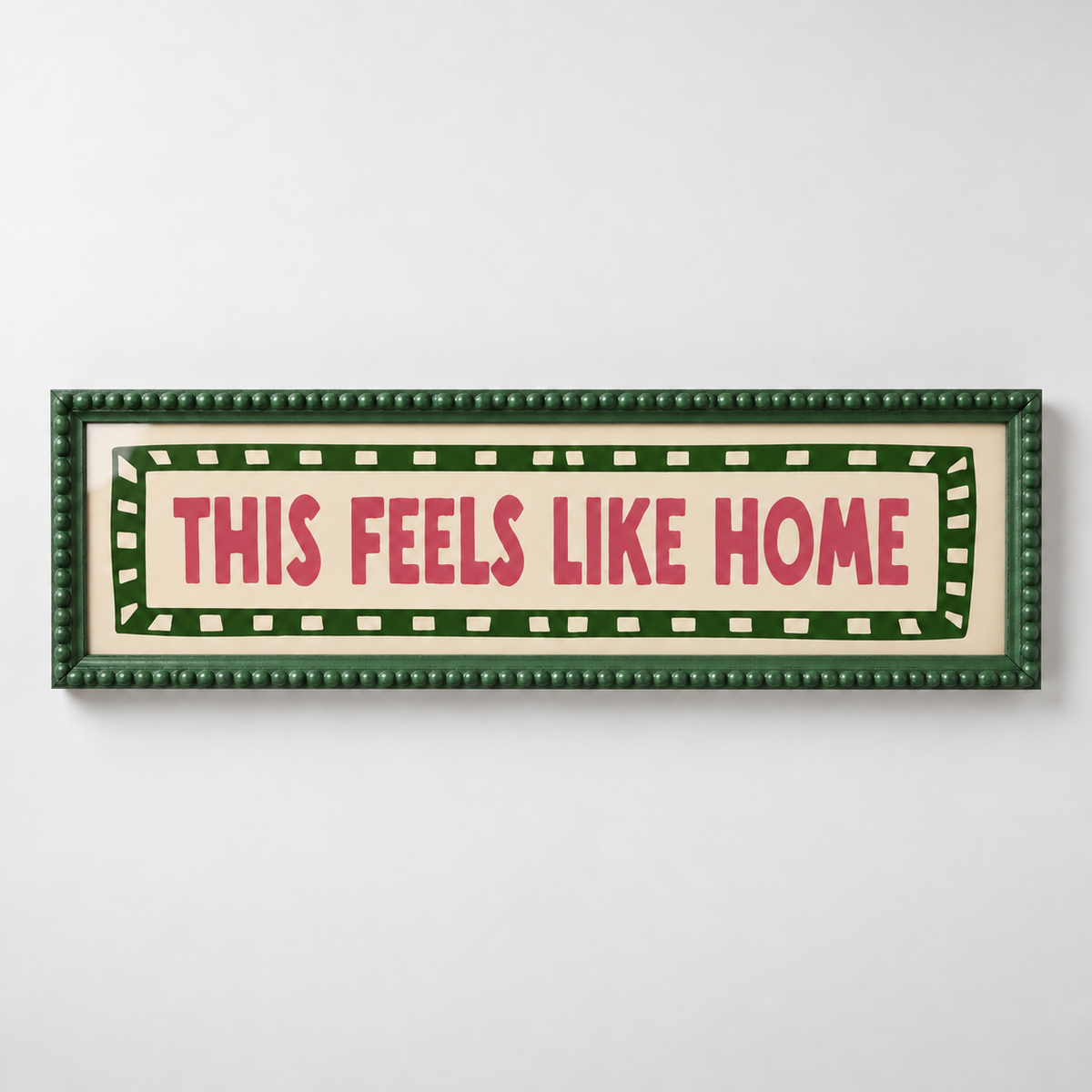 This Feels Like Home Bobbin Panoramic Print — frame dark green