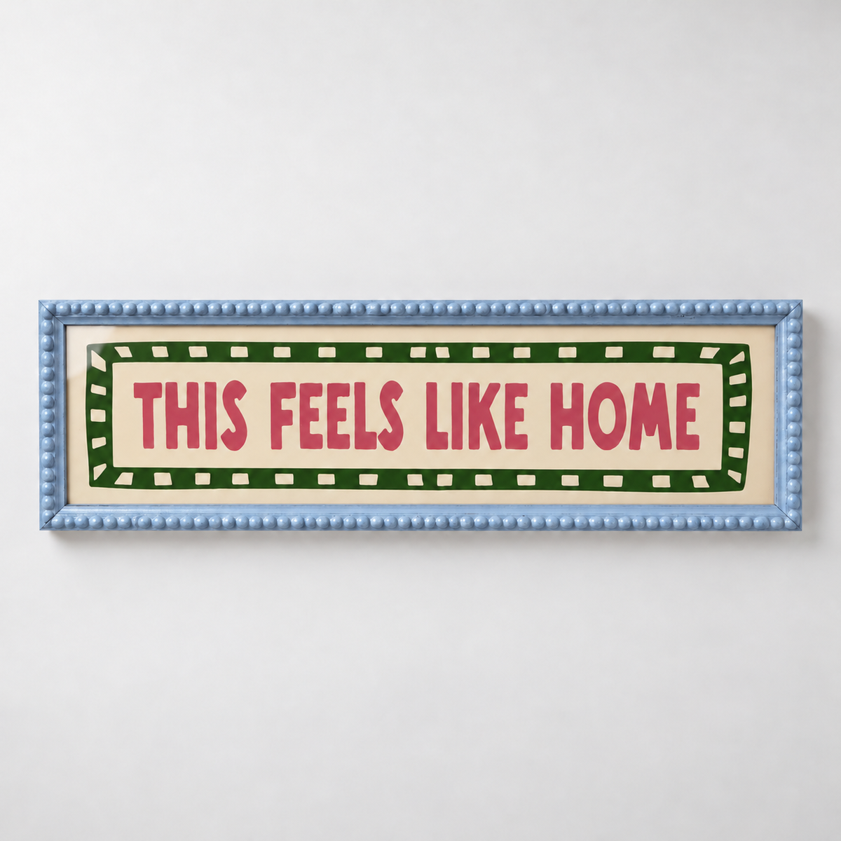 This Feels Like Home Bobbin Panoramic Print — frame sky blue
