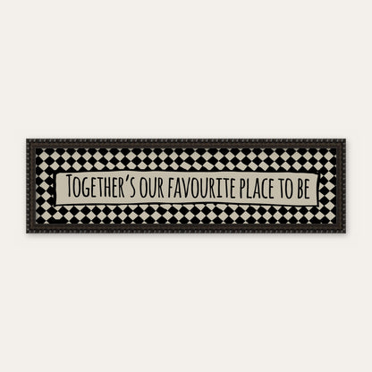 Together's Our Favourite Place To Be panoramic print in a black bobbin frame