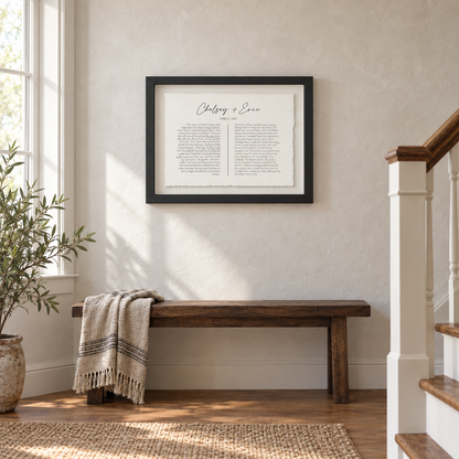 Personalized Wedding Vows Print Float Mounted Frame - wider lifestyle view