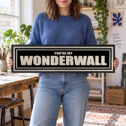 You're My Wonderwall panoramic print in a black frame in a room setting